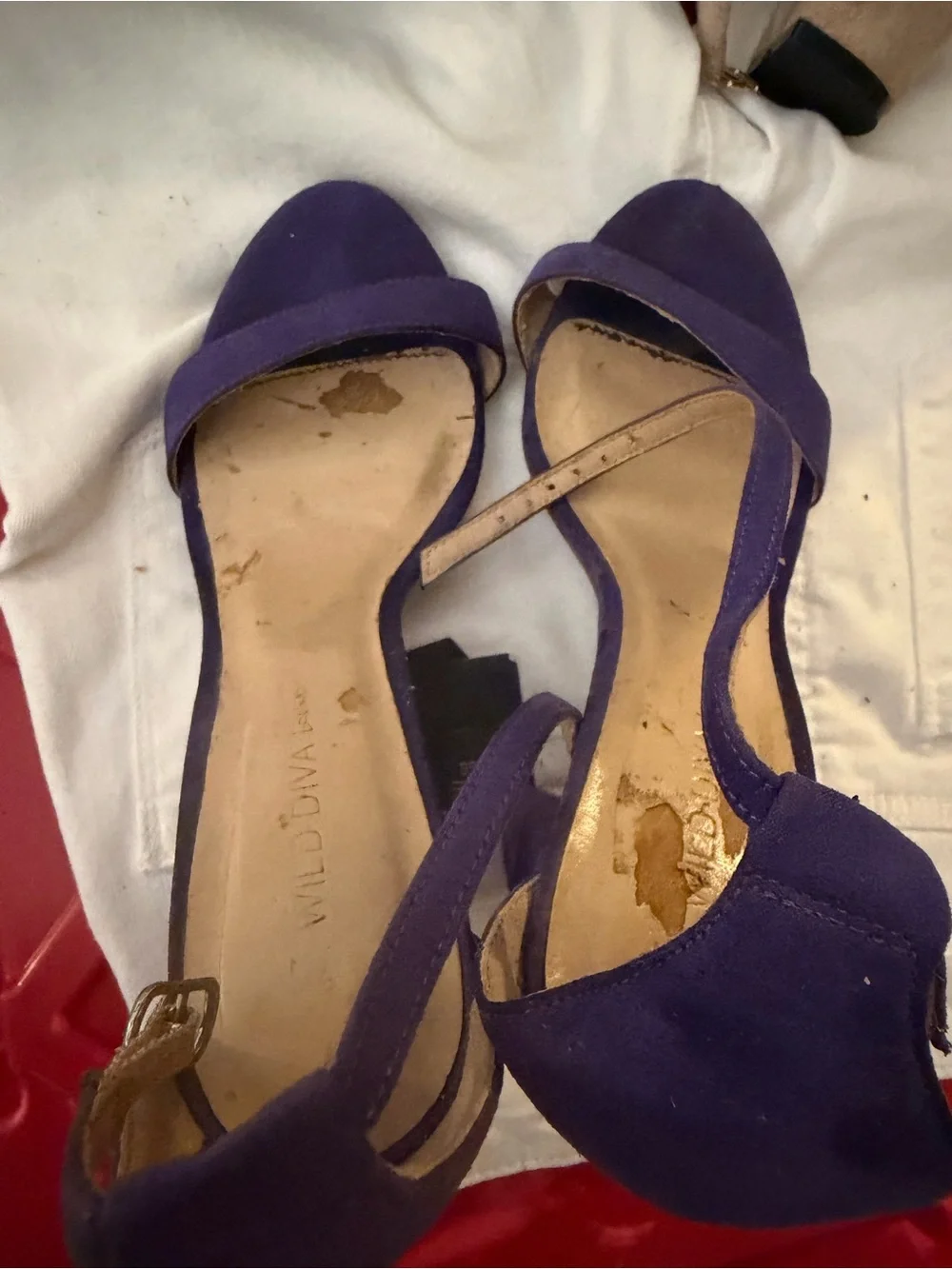Wild Diva Purple Block Heel Sandals with Ankle Strap